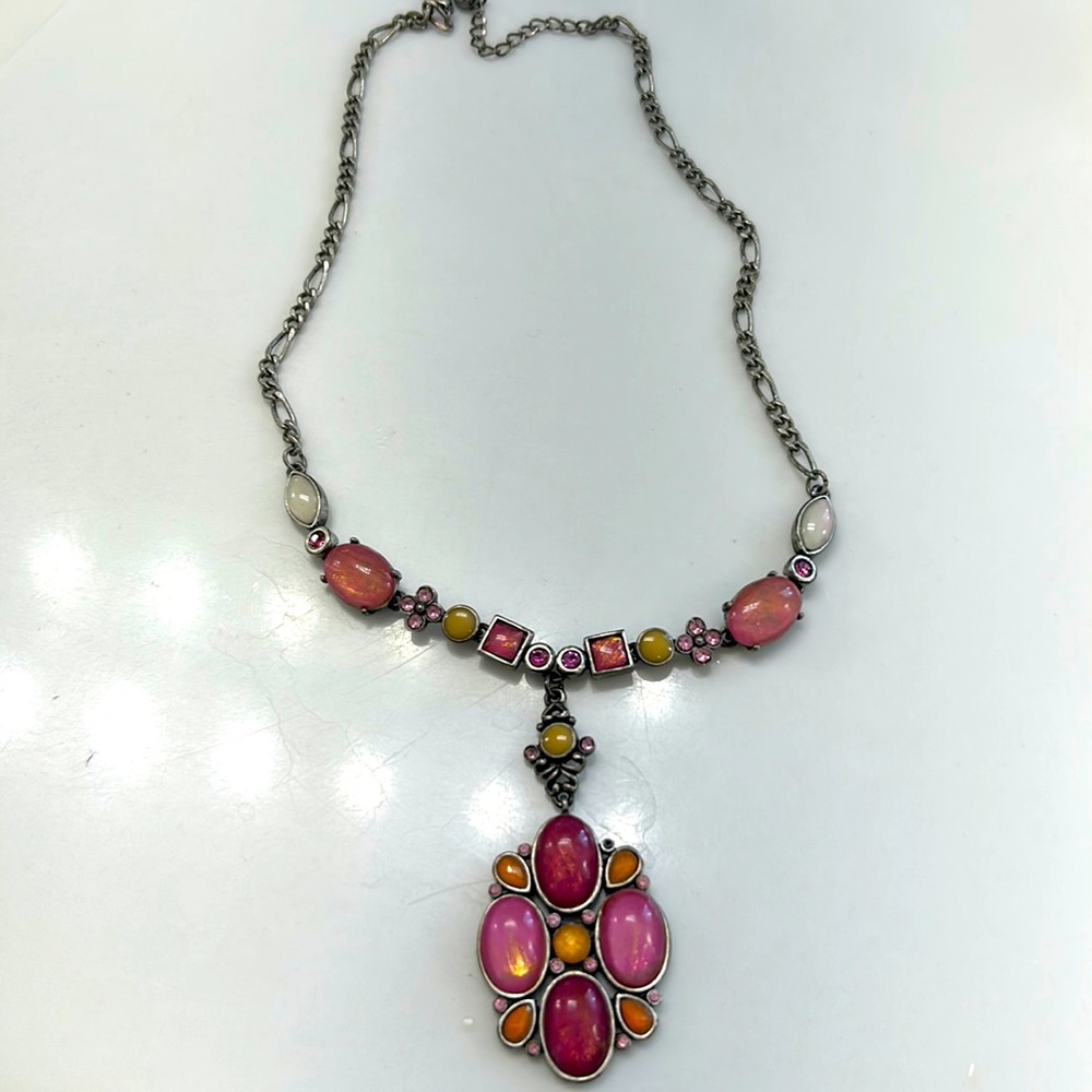 Pink gem necklace